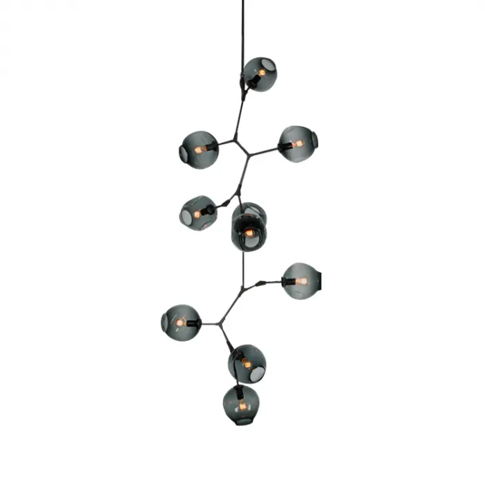 Люстра на штанге DeLight Collection Bubble KG0579P-10 smoky Цвет арматуры черный Цвет плафонов серый от ImperiumLoft