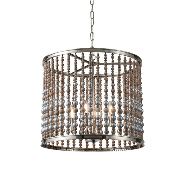 Подвесной светильник DeLight Collection Wood Light KW0783P-4 silver Цвет арматуры серебро Цвет плафонов серый от ImperiumLoft
