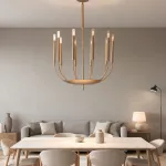 Люстра на штанге RH Quenouilles Round Chandelier D600 Brass в индустриальном стиле