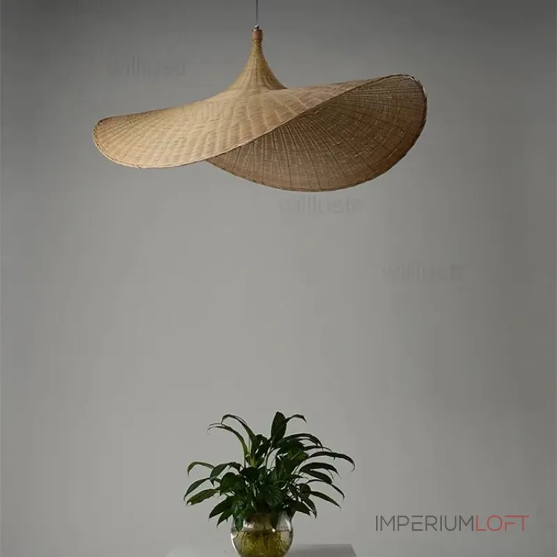 Подвесной светильник Straw Hat Pendant D60 из плетеного ротанга