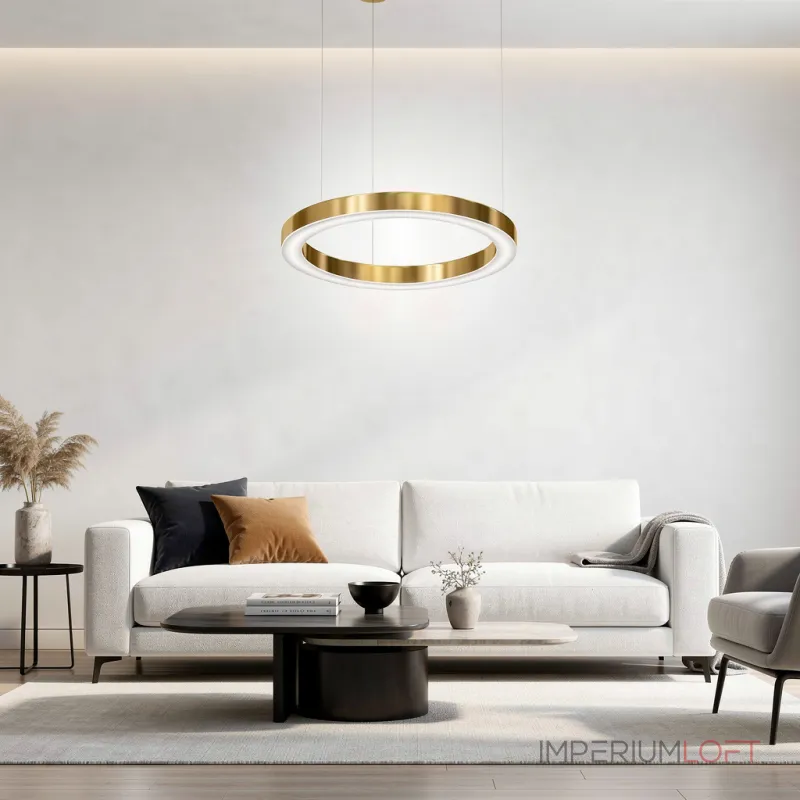 Подвесная люстра Light Ring Horizontal D80 Золотой с акриловым плафоном