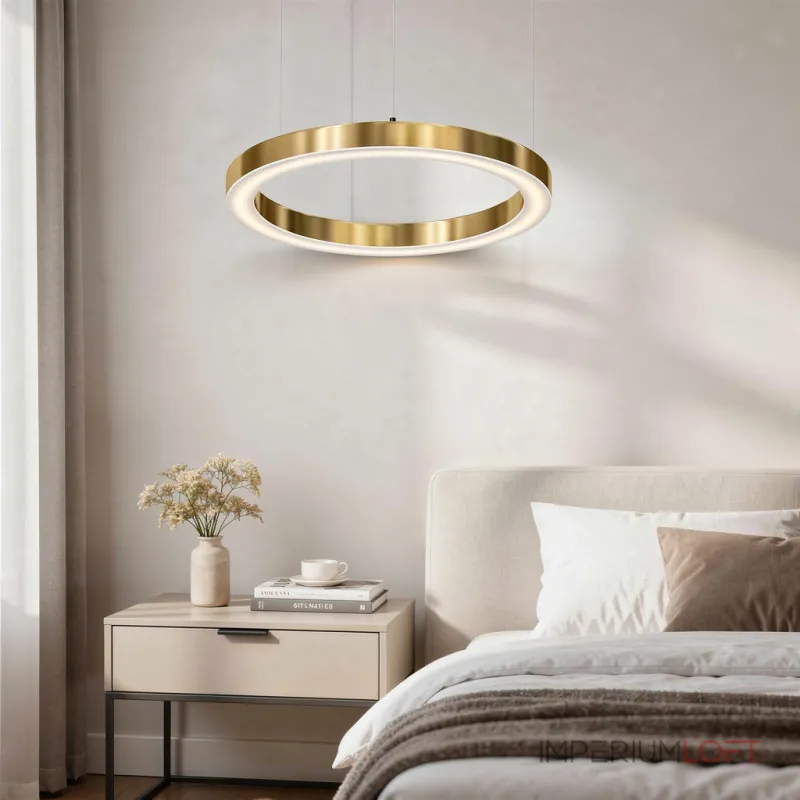 Подвесная люстра Light Ring Horizontal D80 Золотой с акриловым плафоном