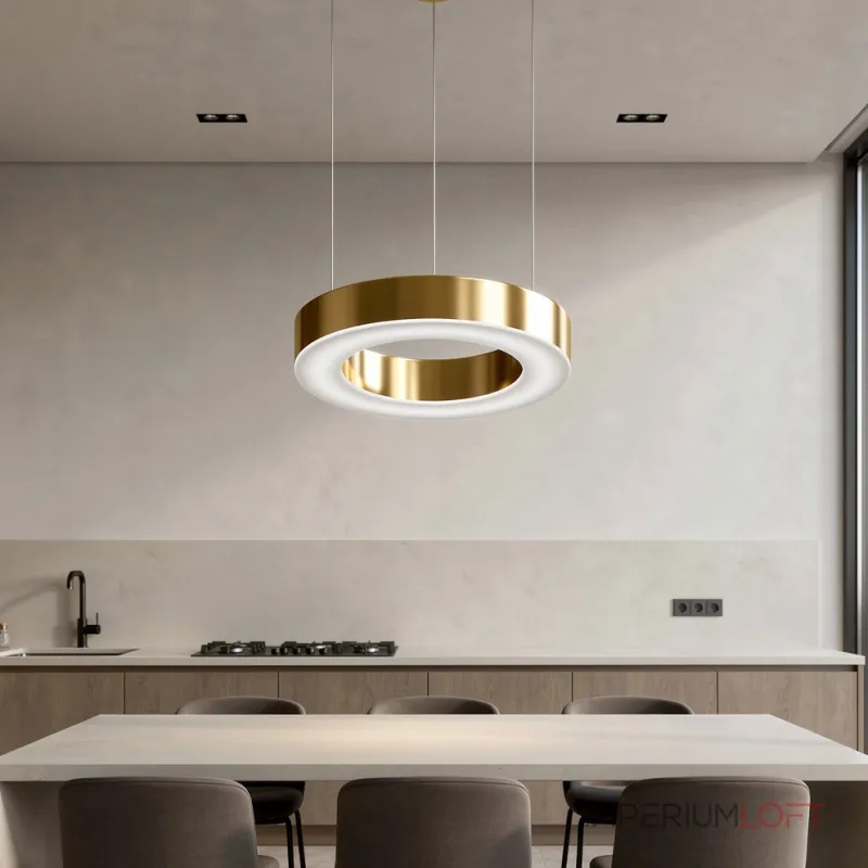 Подвесная люстра Light Ring Horizontal D40 Золотой с акриловым плафоном