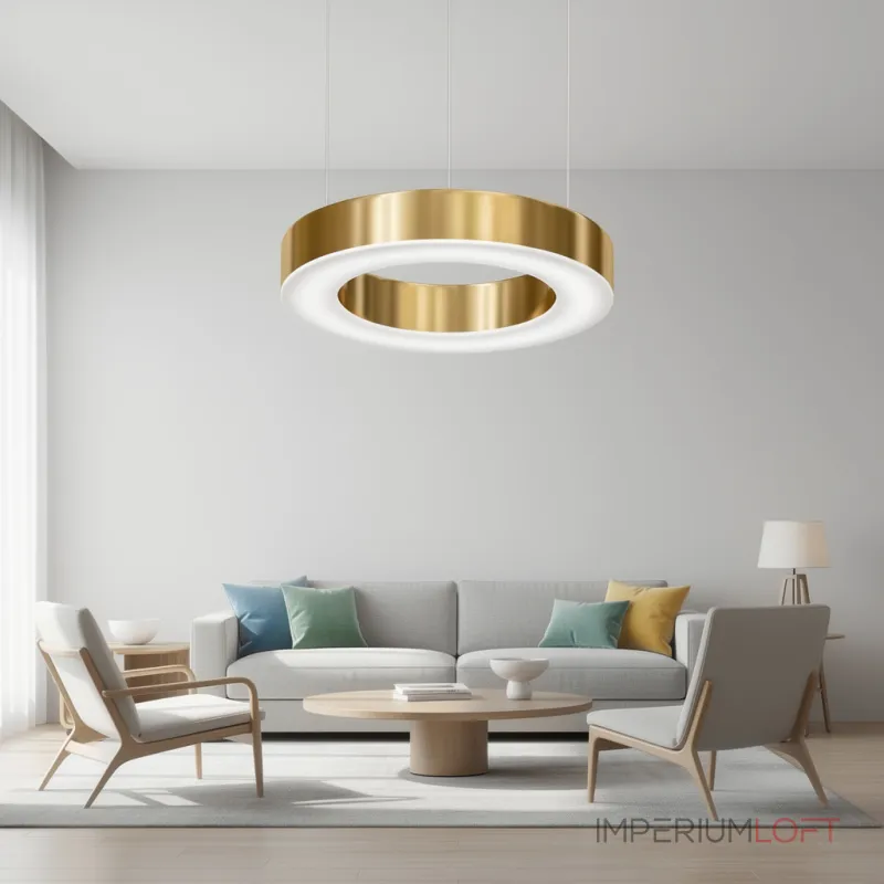 Подвесная люстра Light Ring Horizontal D40 Золотой с акриловым плафоном