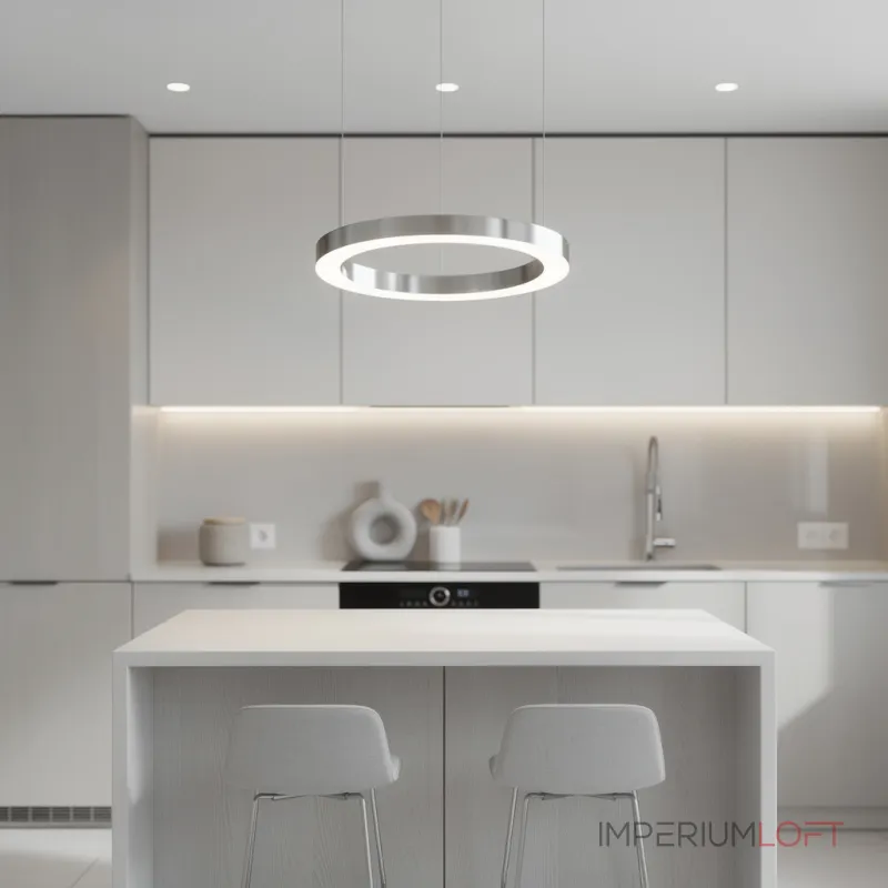 Подвесная люстра Light Ring Horizontal D30 Хром с акриловым плафоном