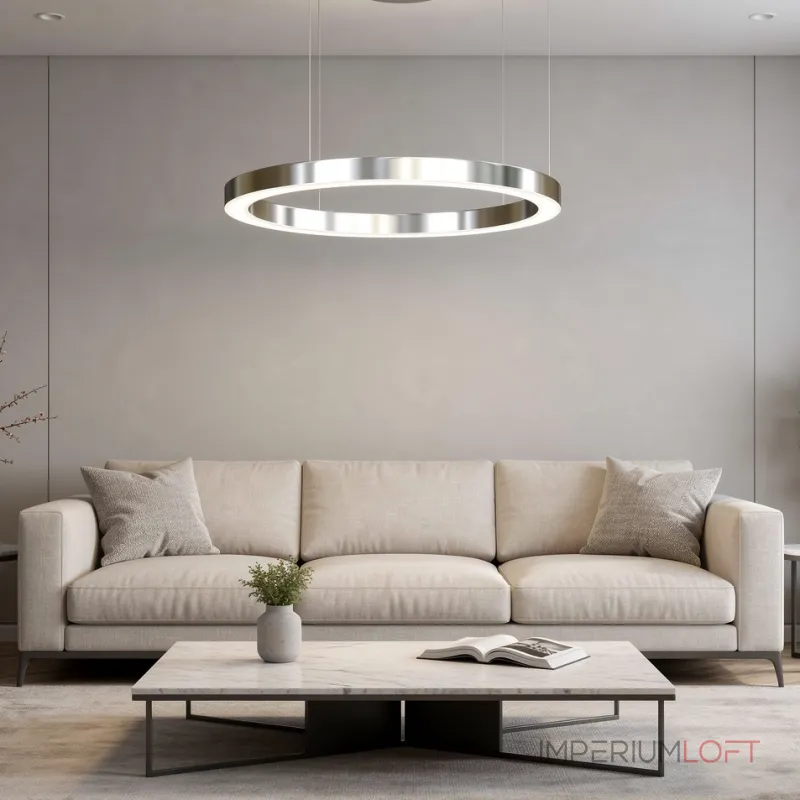 Подвесная люстра Light Ring Horizontal D60 Хром с акриловым плафоном