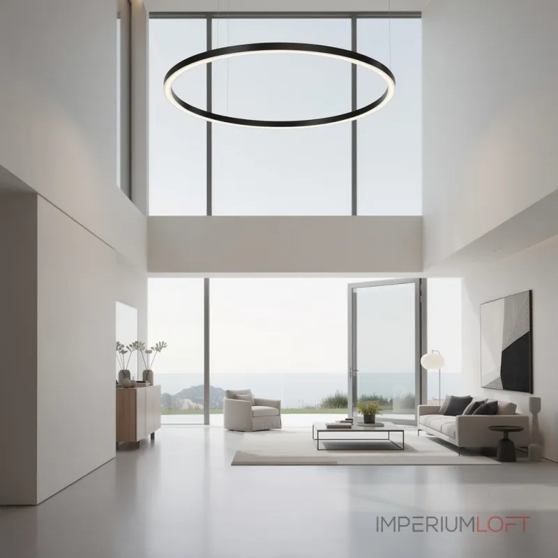 Подвесная люстра Light Ring Horizontal D150 Чёрный с акриловым плафоном