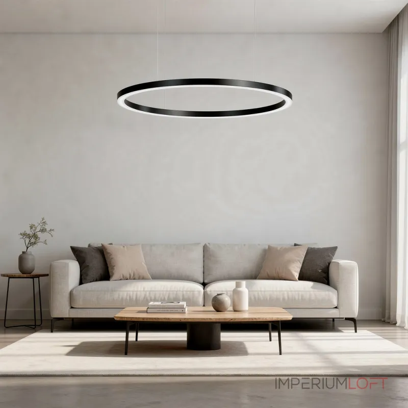 Подвесная люстра Light Ring Horizontal D150 Чёрный с акриловым плафоном