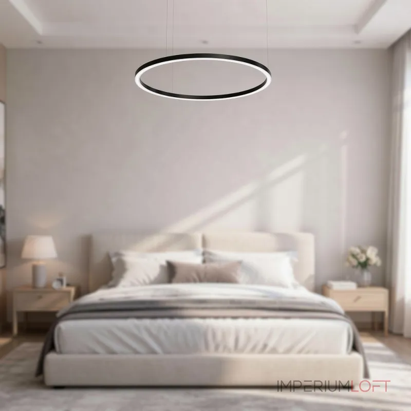 Подвесная люстра Light Ring Horizontal D150 Чёрный с акриловым плафоном