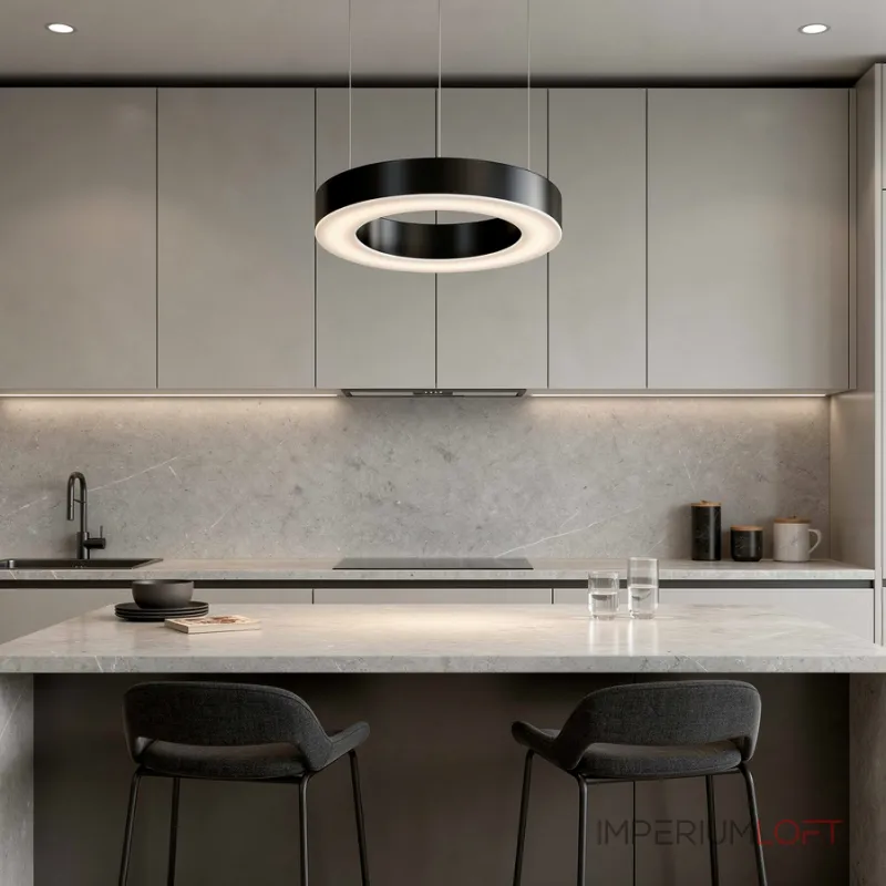 Подвесная люстра Light Ring Horizontal D30 Чёрный с акриловым плафоном
