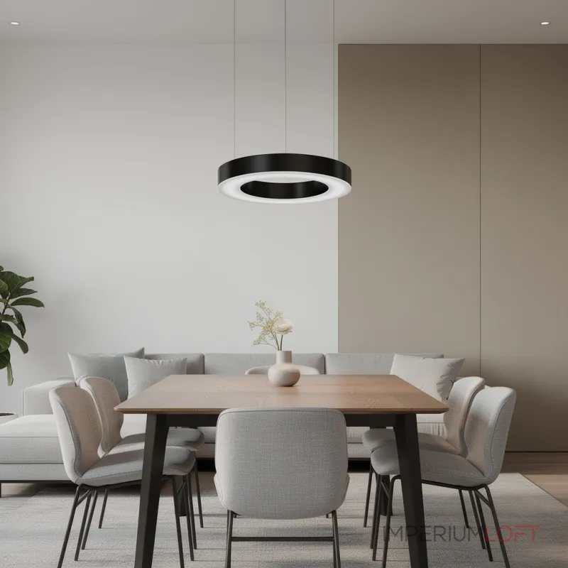 Подвесная люстра Light Ring Horizontal D30 Чёрный с акриловым плафоном