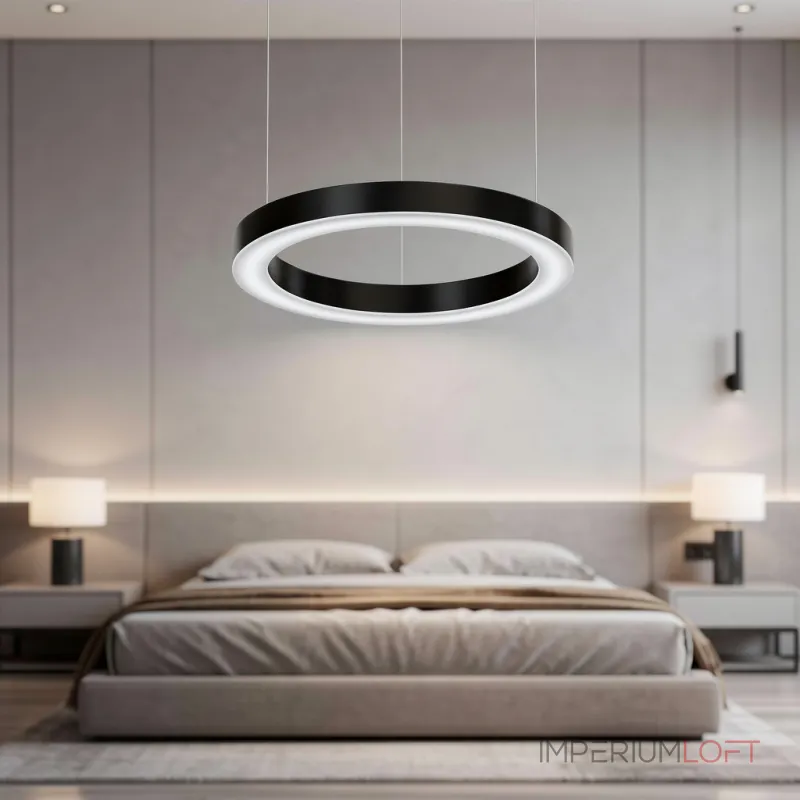 Подвесная люстра Light Ring Horizontal D50 Чёрный с акриловым плафоном