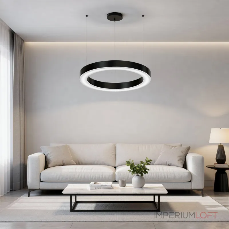 Подвесная люстра Light Ring Horizontal D50 Чёрный с акриловым плафоном