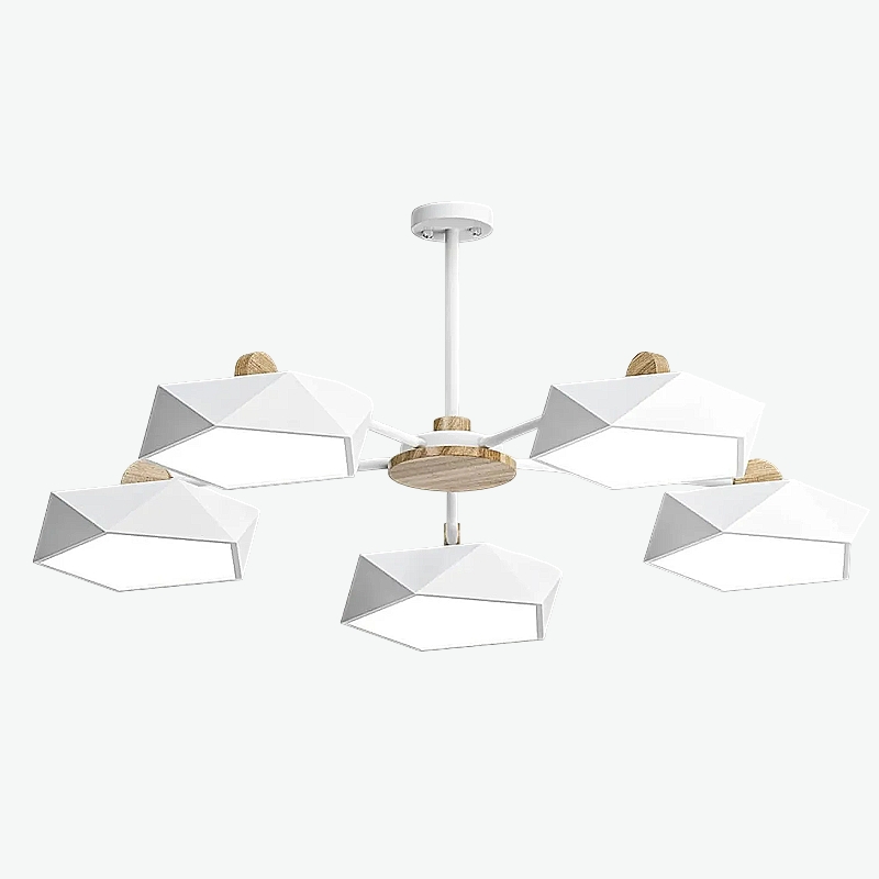 Люстра на штанге GEOMETRIC CH 5 White в лаконичном строгом стиле Люстра на штанге GEOMETRIC CH 5 White в лаконичном строгом стиле