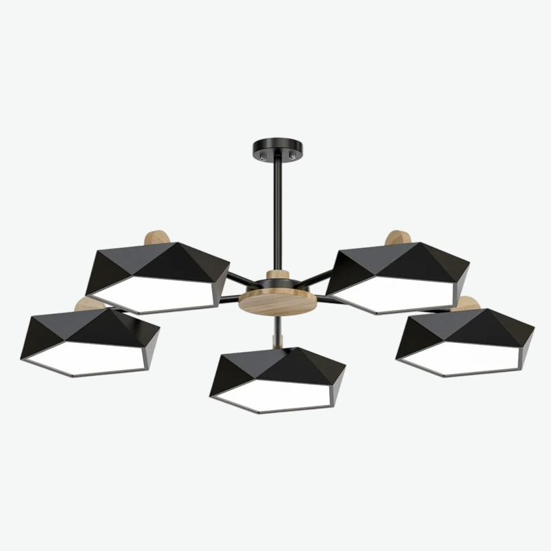 Люстра на штанге GEOMETRIC CH 5 Black в лаконичном строгом стиле Люстра на штанге GEOMETRIC CH 5 Black в лаконичном строгом стиле