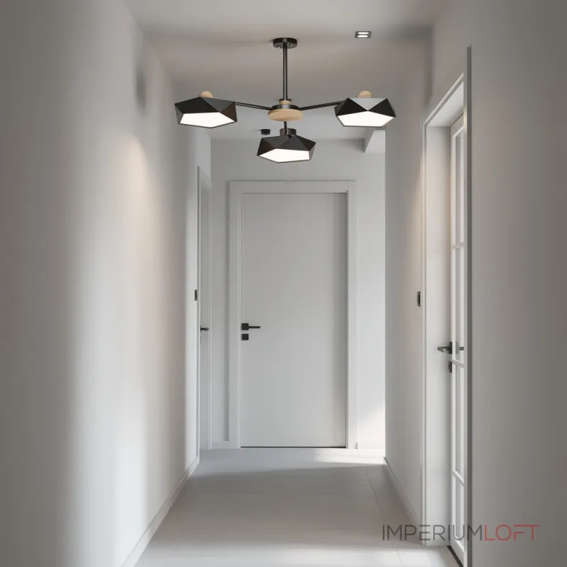 Люстра на штанге GEOMETRIC CH 3 Black в лаконичном строгом стиле Люстра на штанге GEOMETRIC CH 3 Black в лаконичном строгом стиле