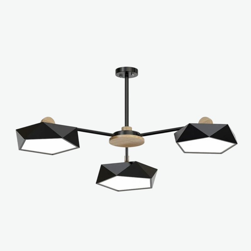 Люстра на штанге GEOMETRIC CH 3 Black в лаконичном строгом стиле Люстра на штанге GEOMETRIC CH 3 Black в лаконичном строгом стиле