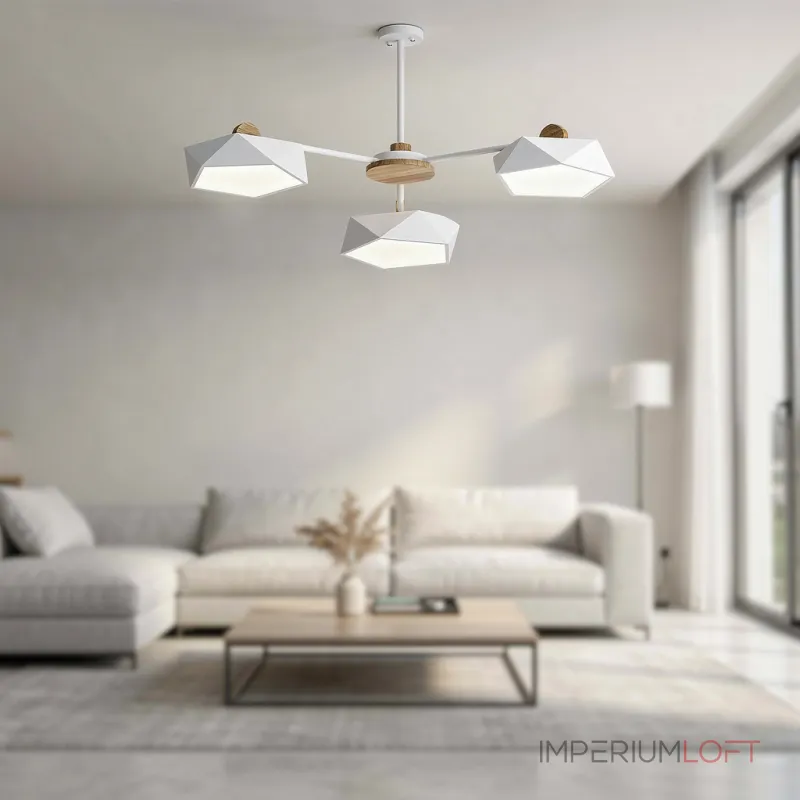 Люстра на штанге GEOMETRIC CH 3 White в лаконичном строгом стиле Люстра на штанге GEOMETRIC CH 3 White в лаконичном строгом стиле