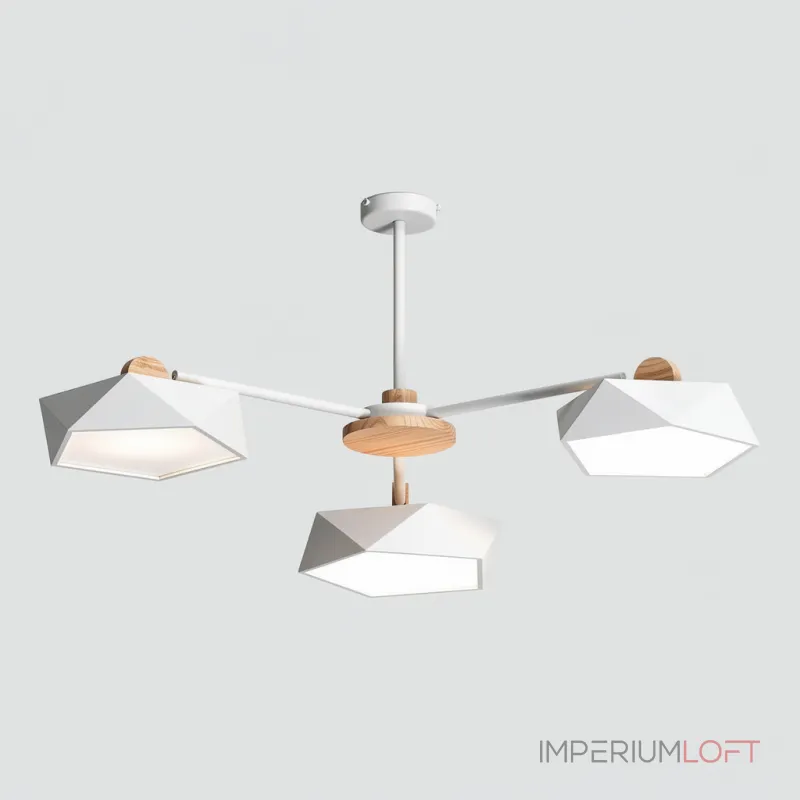 Люстра на штанге GEOMETRIC CH 3 White в лаконичном строгом стиле Люстра на штанге GEOMETRIC CH 3 White в лаконичном строгом стиле