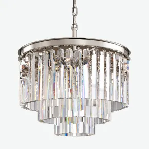 Подвесная люстра RH 1920S ODEON CLEAR GLASS FRINGE CHANDELIER Nickel D36