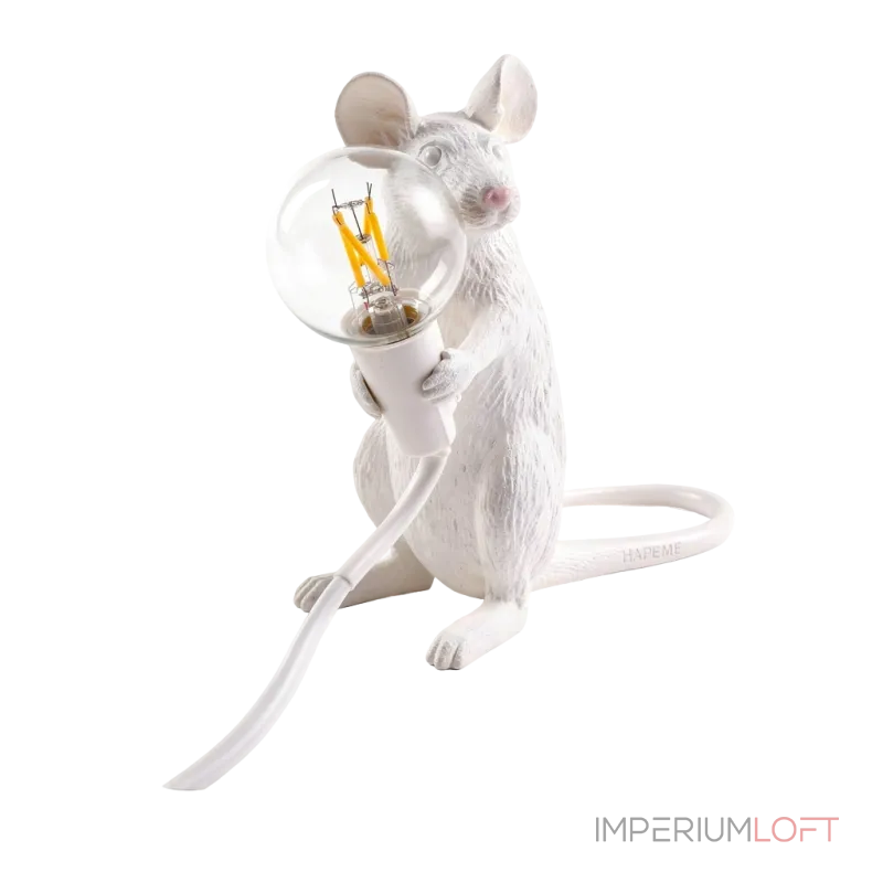Настольная лампа Mouse Standing White Left с оригинальным оформлением в виде милой мышки