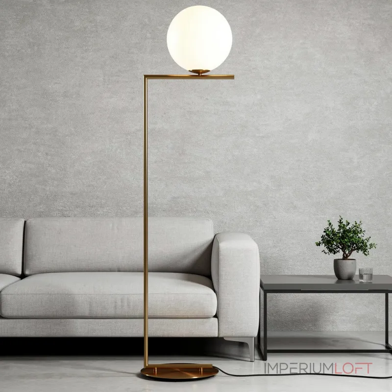 Торшер  FlexIC Lights Family Michael Anastassiades Gold со стеклянным плафоном в форме шара