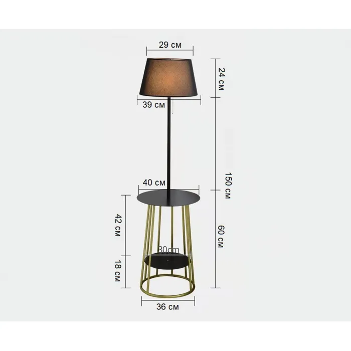 07198,19 Торшер Тера чёрный d60 h150 Е27 1*40W от ImperiumLoft