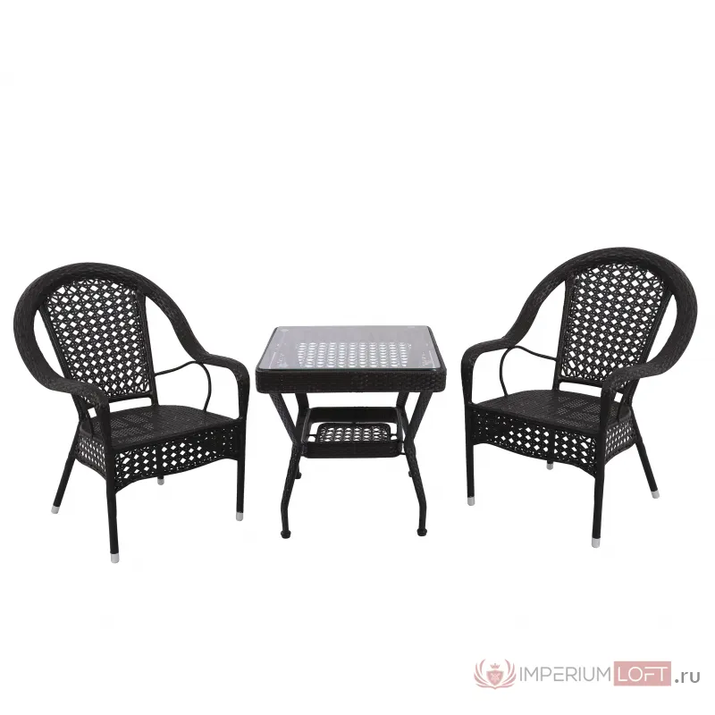 KL01831K,04 Комплект стол квадратный + 2 кресла, темно-коричневый. Стол: w64*64 h63, стул: w70*70 h90, посадочное место: 47*45