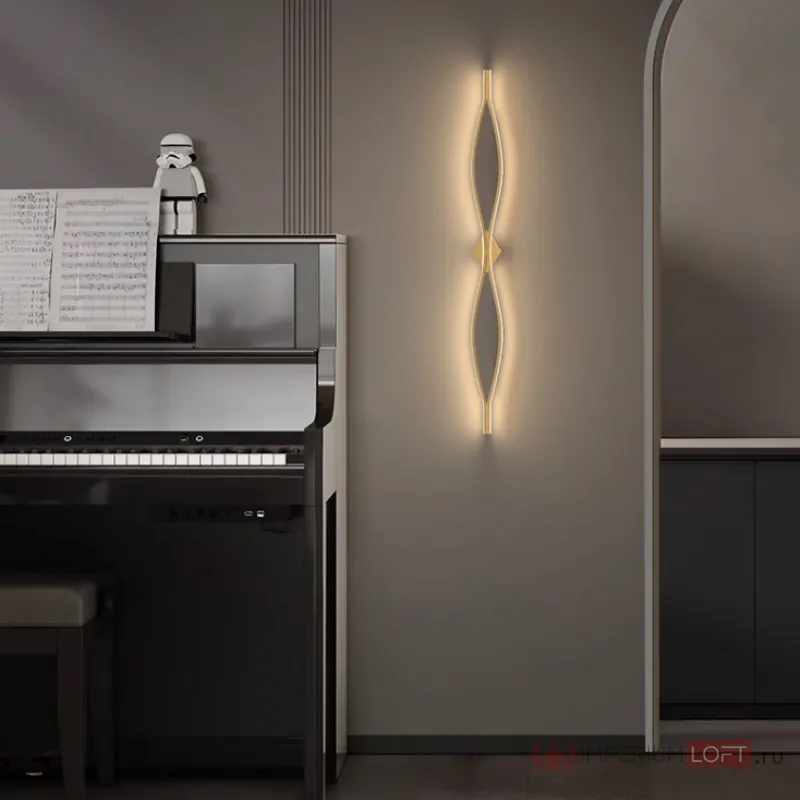Настенный светильник из двух симметрично изогнутых контурных полос с LED подсветкой Бра JARAND H80 от ImperiumLoft