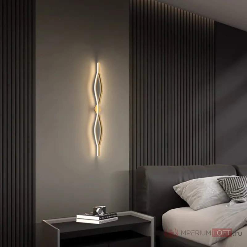 Настенный светильник из двух симметрично изогнутых контурных полос с LED подсветкой Бра JARAND H80 от ImperiumLoft