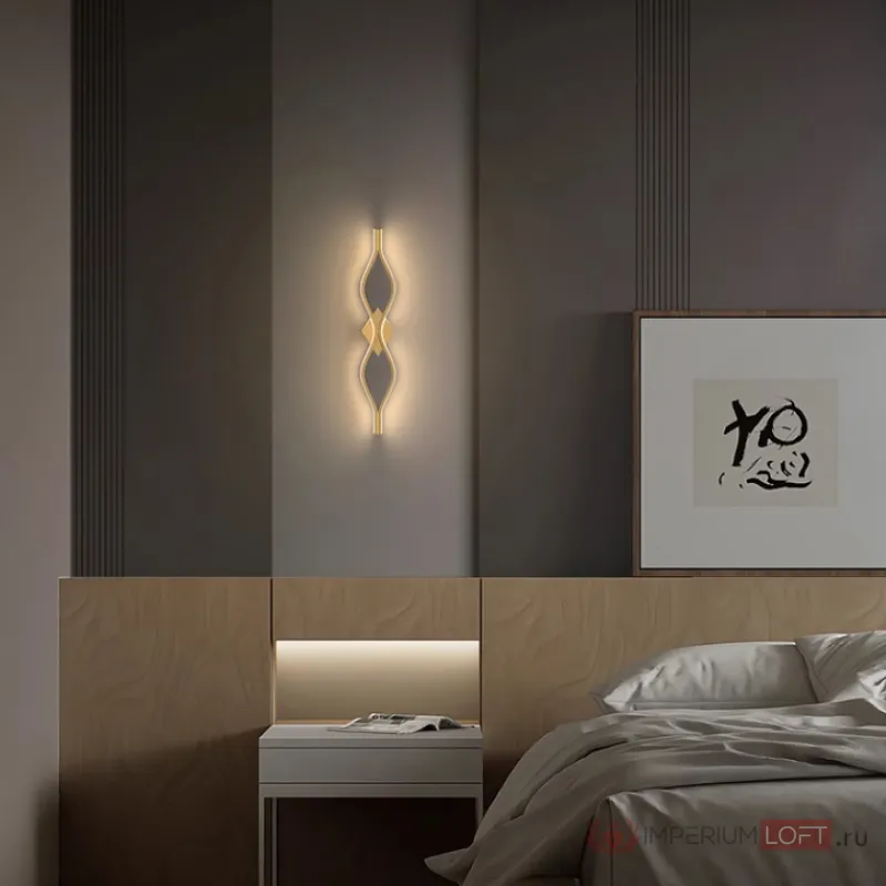 Настенный светильник из двух симметрично изогнутых контурных полос с LED подсветкой Бра JARAND H80 от ImperiumLoft