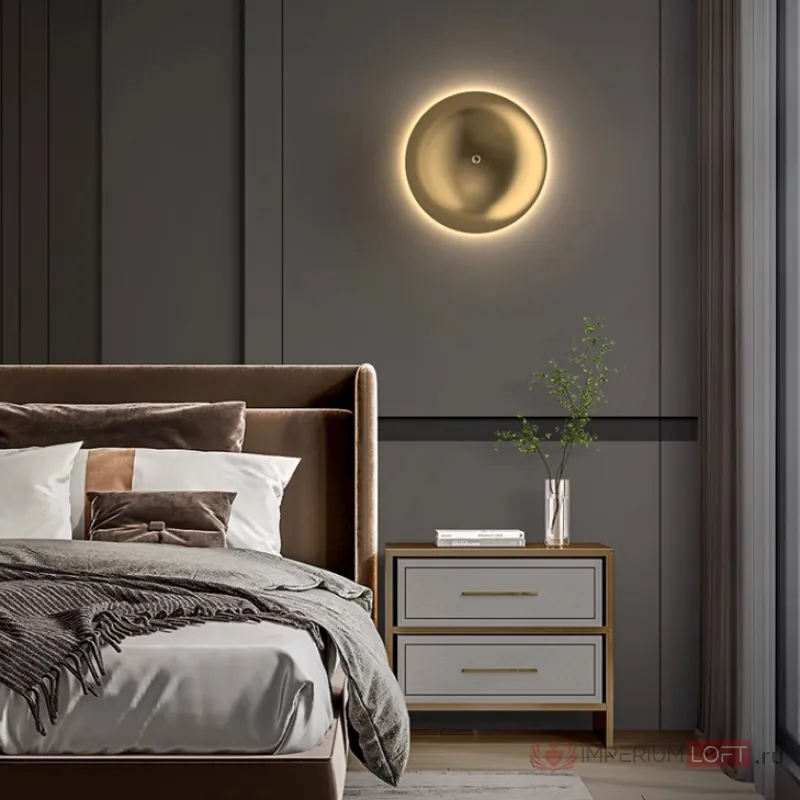 Настенный светильник в виде выгнутого диска с LED подсветкой Бра TROND D30 от ImperiumLoft