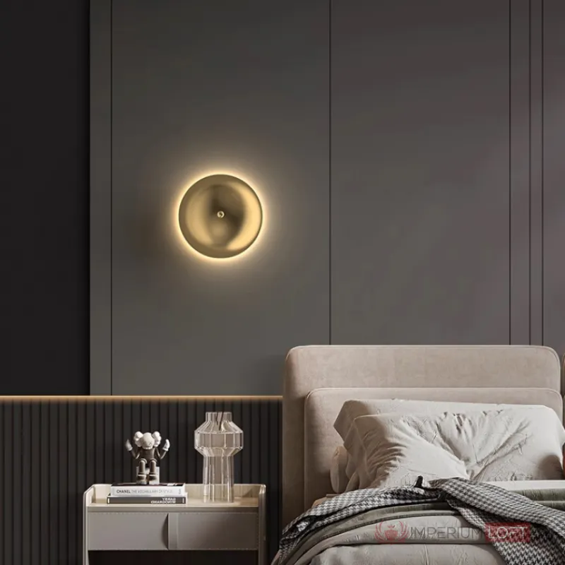 Настенный светильник в виде выгнутого диска с LED подсветкой Бра TROND D30 от ImperiumLoft