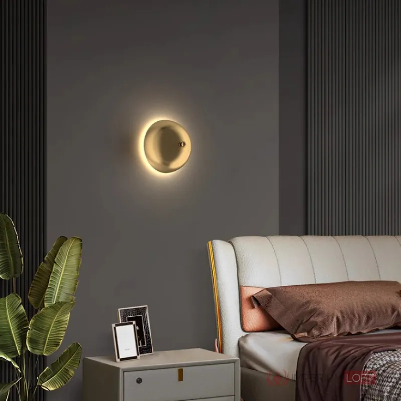 Настенный светильник в виде выгнутого диска с LED подсветкой Бра TROND D30 от ImperiumLoft