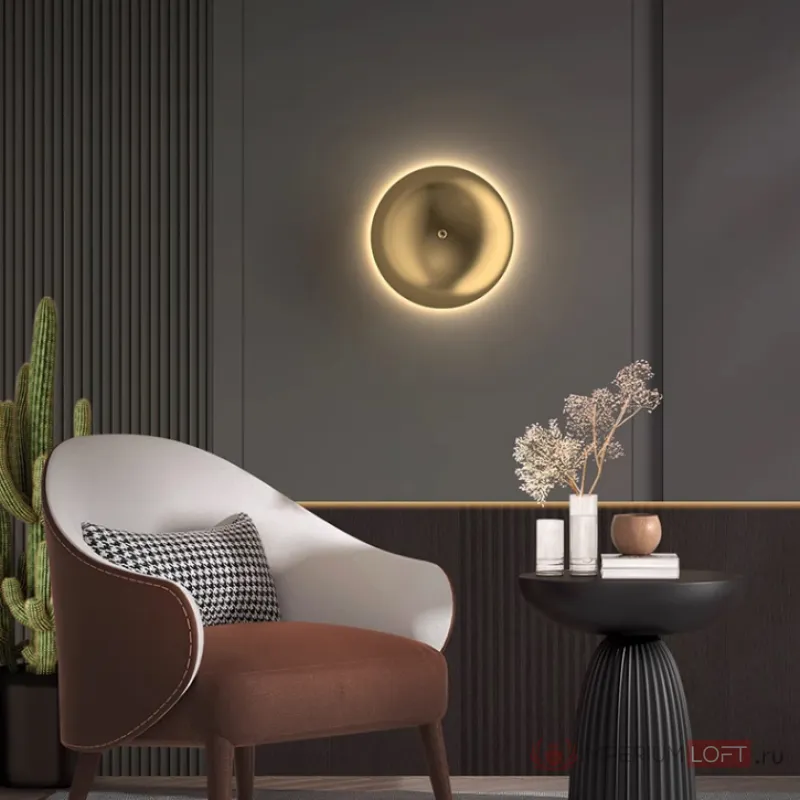 Настенный светильник в виде выгнутого диска с LED подсветкой Бра TROND D30 от ImperiumLoft