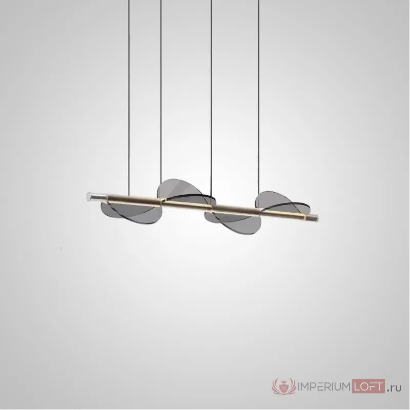Серия рядных светильников с поворотными расположенными под углом рассеивателями из тонированного хрустального стекла на рейке с LED подсветкой OTTO LONG L4 Grey от ImperiumLoft