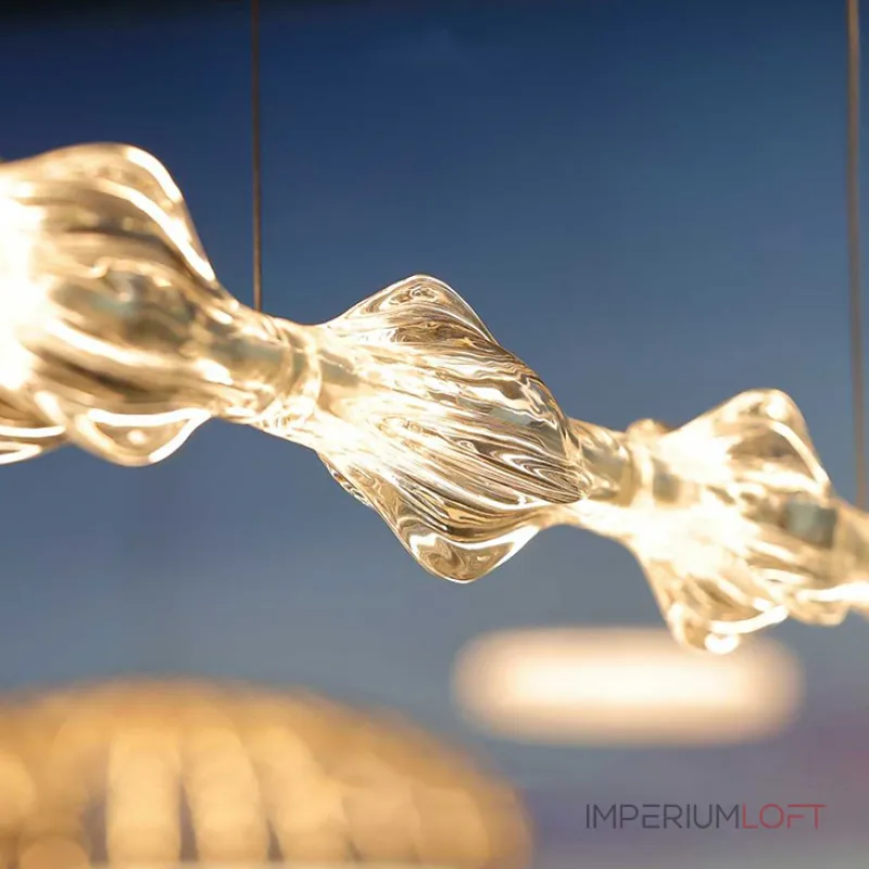 Серия реечных светодиодных светильников волнообразной формы из хрустального стекла ручной работы RAVN LONG L110 от ImperiumLoft