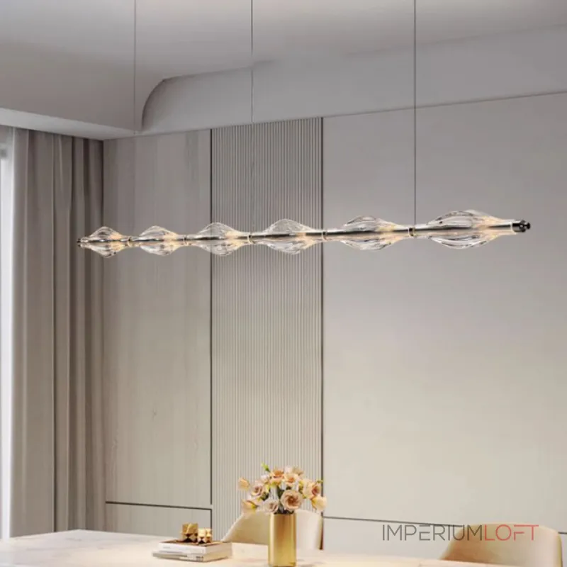 Серия реечных светодиодных светильников волнообразной формы из хрустального стекла ручной работы RAVN LONG L110 от ImperiumLoft