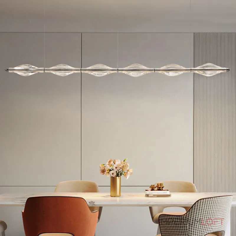 Серия реечных светодиодных светильников волнообразной формы из хрустального стекла ручной работы RAVN LONG L110 от ImperiumLoft