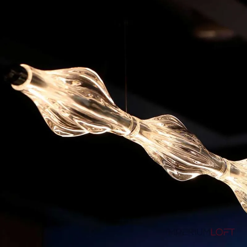 Серия реечных светодиодных светильников волнообразной формы из хрустального стекла ручной работы RAVN LONG L110 от ImperiumLoft