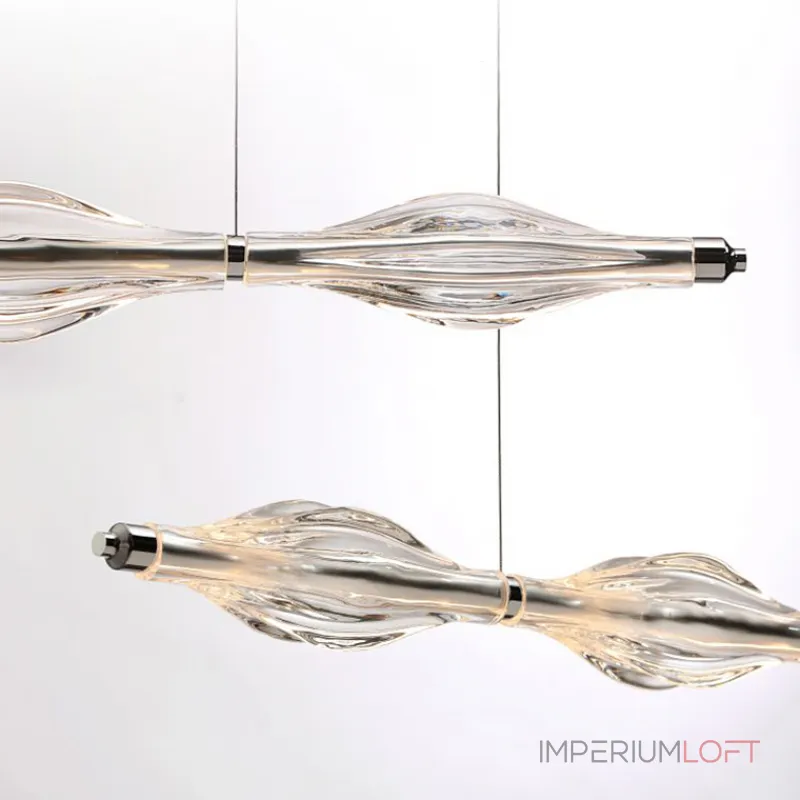 Серия реечных светодиодных светильников волнообразной формы из хрустального стекла ручной работы RAVN LONG L110 от ImperiumLoft