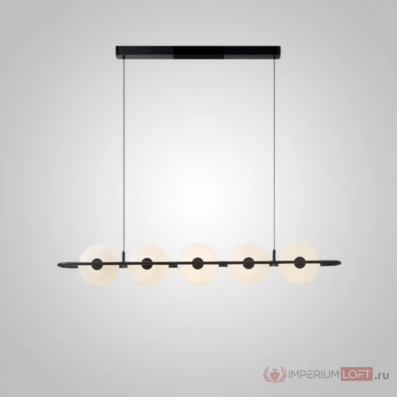 Серия реечных светодиодных светильников с вертикально расположенными на черном каркасе дисковидными плафонами из молочного стекла PAAVO LONG L120 от ImperiumLoft