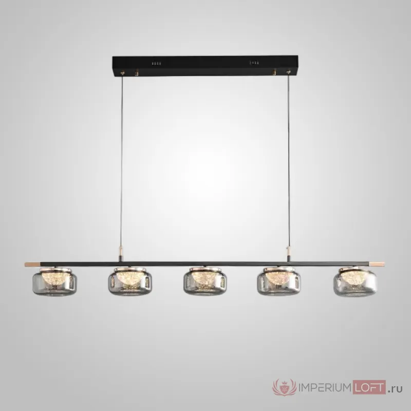 Серия реечных светильников с LED-источниками света в полусферических рассеивателях с эффектом льда внутри стеклянных плафонов MAYER LONG L105 от ImperiumLoft