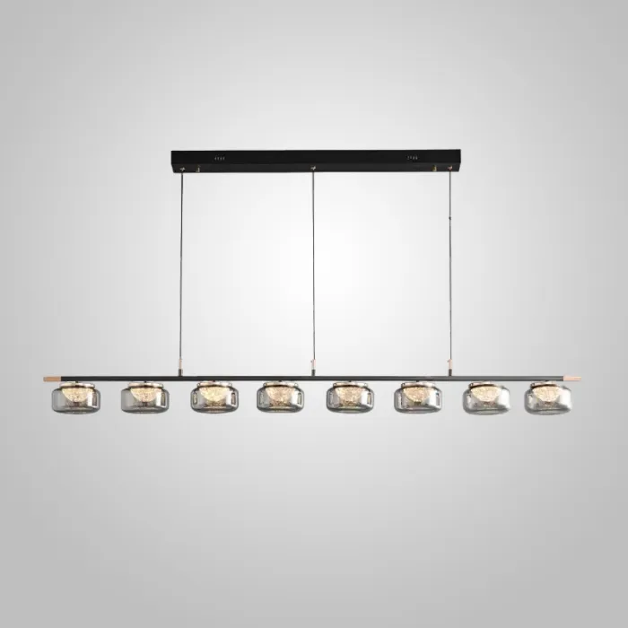 Серия реечных светильников с LED-источниками света в полусферических рассеивателях с эффектом льда внутри стеклянных плафонов MAYER LONG L180 от ImperiumLoft