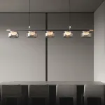 Серия реечных светильников с LED-источниками света в полусферических рассеивателях с эффектом льда внутри стеклянных плафонов MAYER LONG L160 от ImperiumLoft