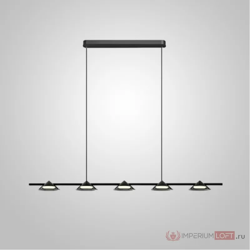 Серия реечных светодиодных светильников с конусообразными плафонами из дымчатого стекла с регулировкой яркости света MARCK LONG L120 от ImperiumLoft