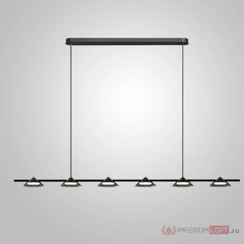 Серия реечных светодиодных светильников с конусообразными плафонами из дымчатого стекла с регулировкой яркости света MARCK LONG L140 от ImperiumLoft
