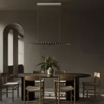 Серия светильников в виде ряда шаров разного размера из массива дерева с LED подсветкой BROLLE Black