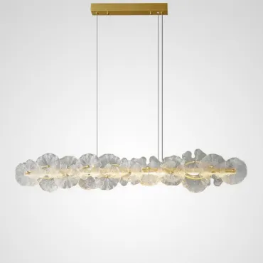 Серия кольцевых реечных светильников с рассеивателями из стекла ручной работы в виде листьев AURELIUS LONG L100 от ImperiumLoft