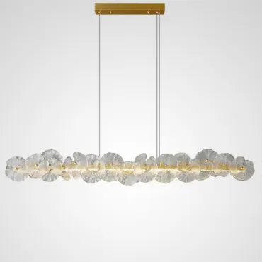 Серия кольцевых реечных светильников с рассеивателями из стекла ручной работы в виде листьев AURELIUS LONG L120 от ImperiumLoft